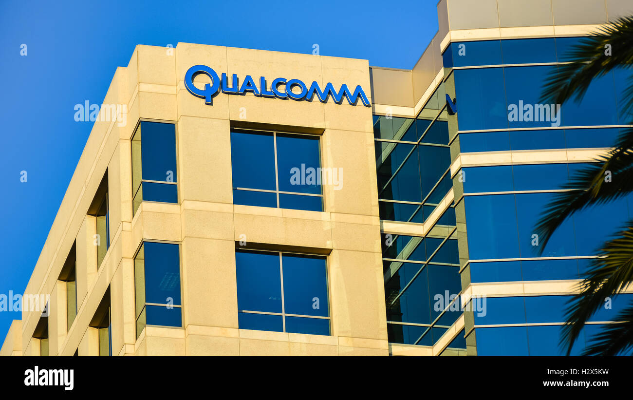 San Jose, CA - Jul. 2, 2016: Qualcomm Inc. Qualcomm Inc. is an American multinational semiconductor company. Stock Photo