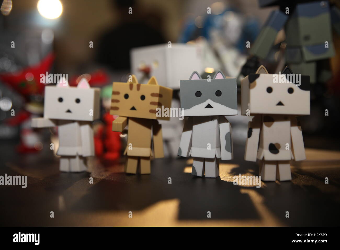 Jakarta, Indonesia. 01st Oct, 2016. A display showing variations of Danboard, sometimes called Danbo, is a fictional cardboard box robot character from Kiyohiko Azuma's manga series Yotsuba&!. In the ADV Manga English translation of the manga the name Cardbo was used, but the name was restored to Danbo in the later released Yen Press English translation. In reality, Danbo is merely a person inside of a costume made of cardboard. Danbo was later picked up as an Internet meme, and inspired various electronic gadgets and other merchandise © Gusti Aldi/Pacific Press/Alamy Live News Stock Photo