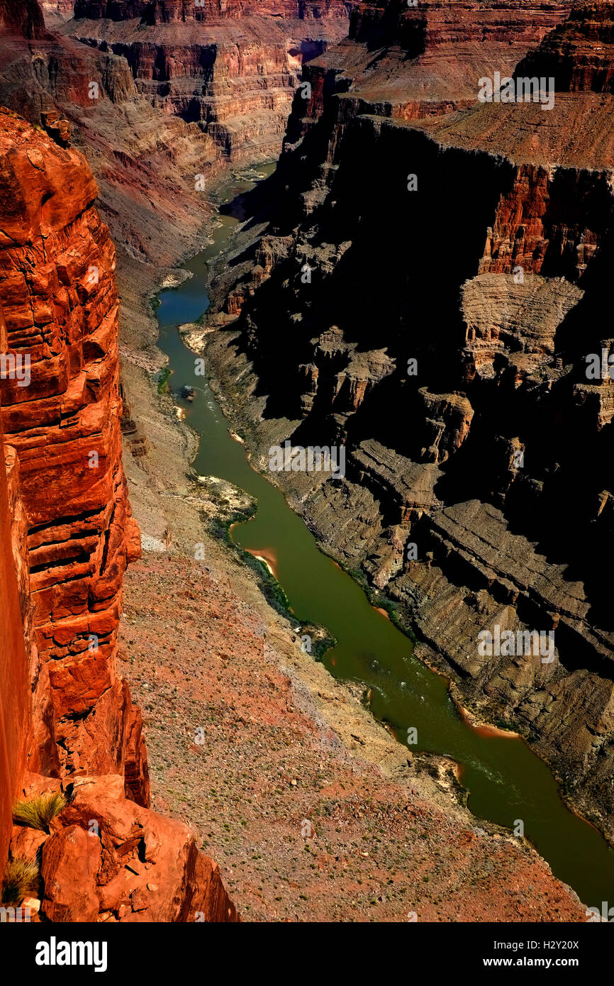 View of the Grand Canyon River Rock Rims Stock Photo