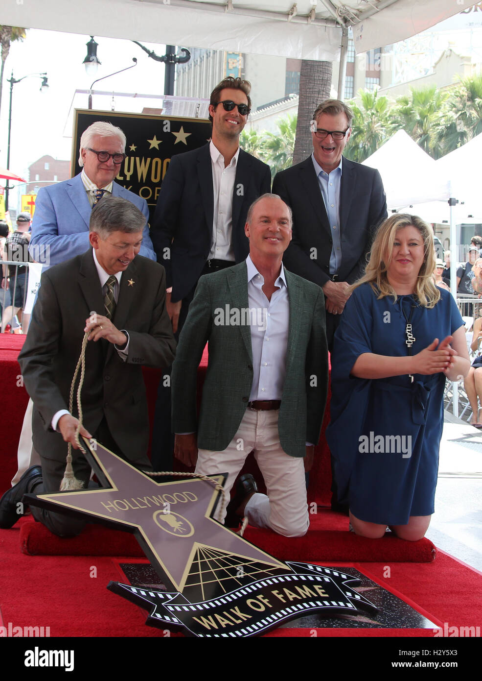 Michael Keaton Honored With Star On The Hollywood Walk Of Fame  Featuring: Michael Keaton, John Lee Hancock, Sean Douglas, Leron Gubler Where: Hollywood, California, United States When: 28 Jul 2016 Stock Photo