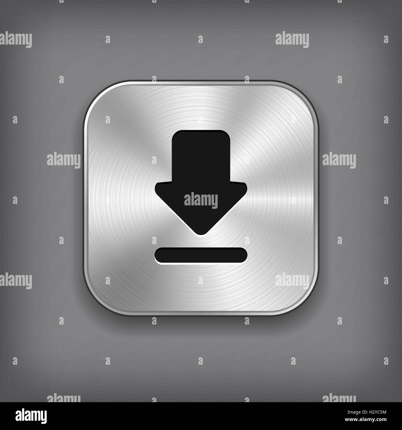 Download icon - vector metal app button Stock Vector