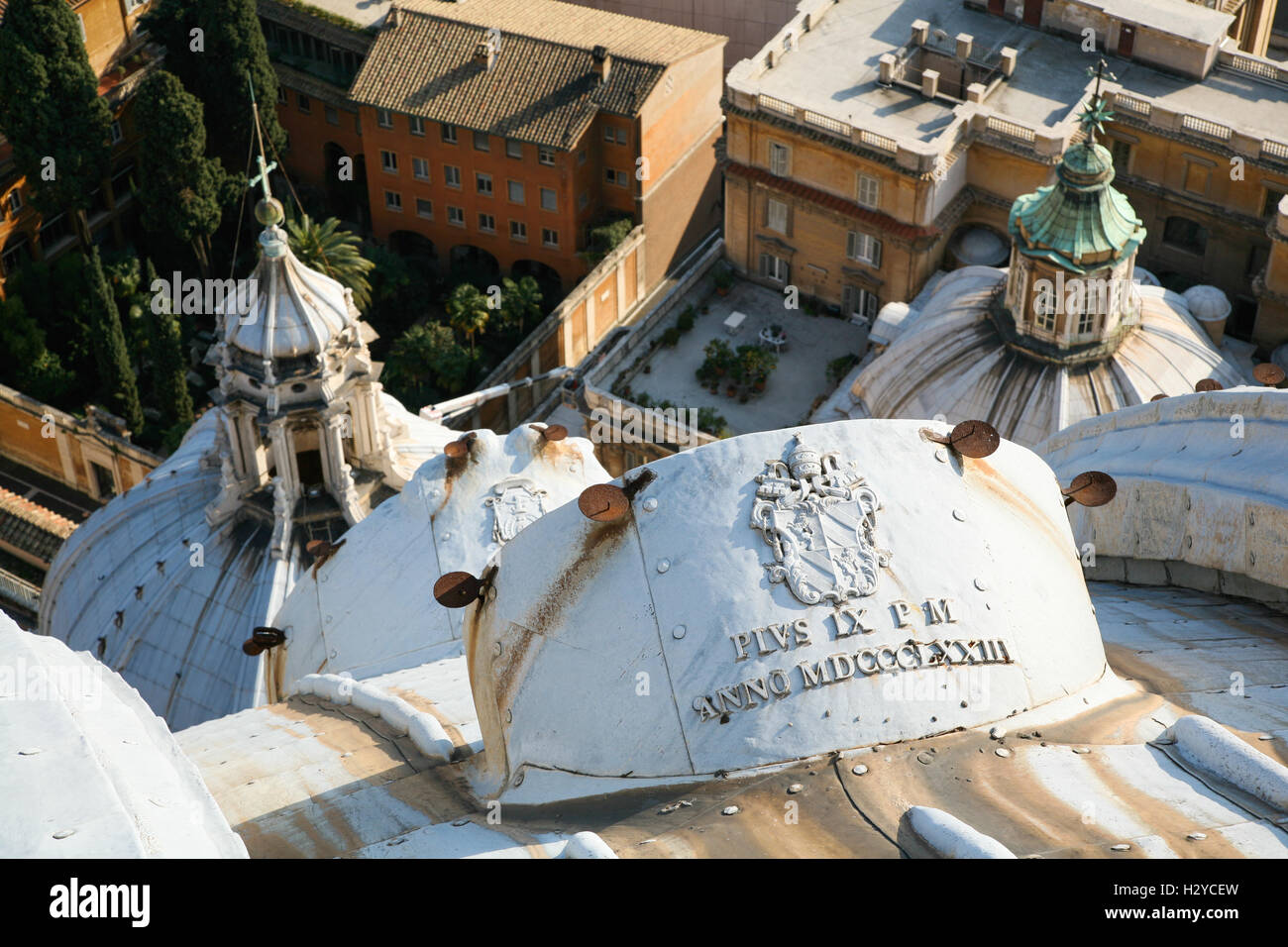 aerial beautiful view of italian classic building rooftops from roof of ...
