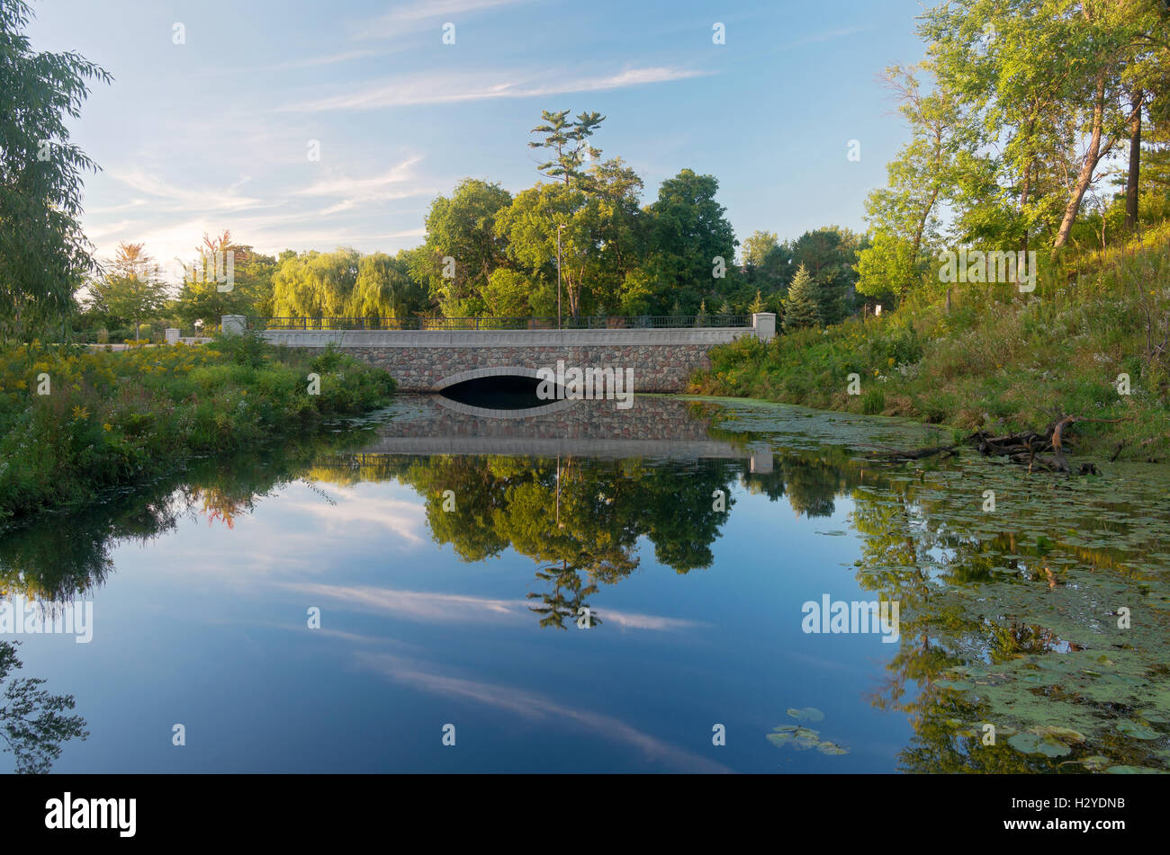bridge between nine mile creek and normandale lake in hylandbush