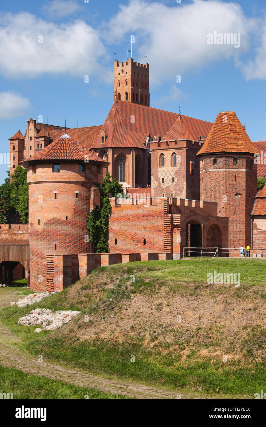 Malbork Castle in Poland, medieval fortress built by the Teutonic Knights Order, east side Stock Photo