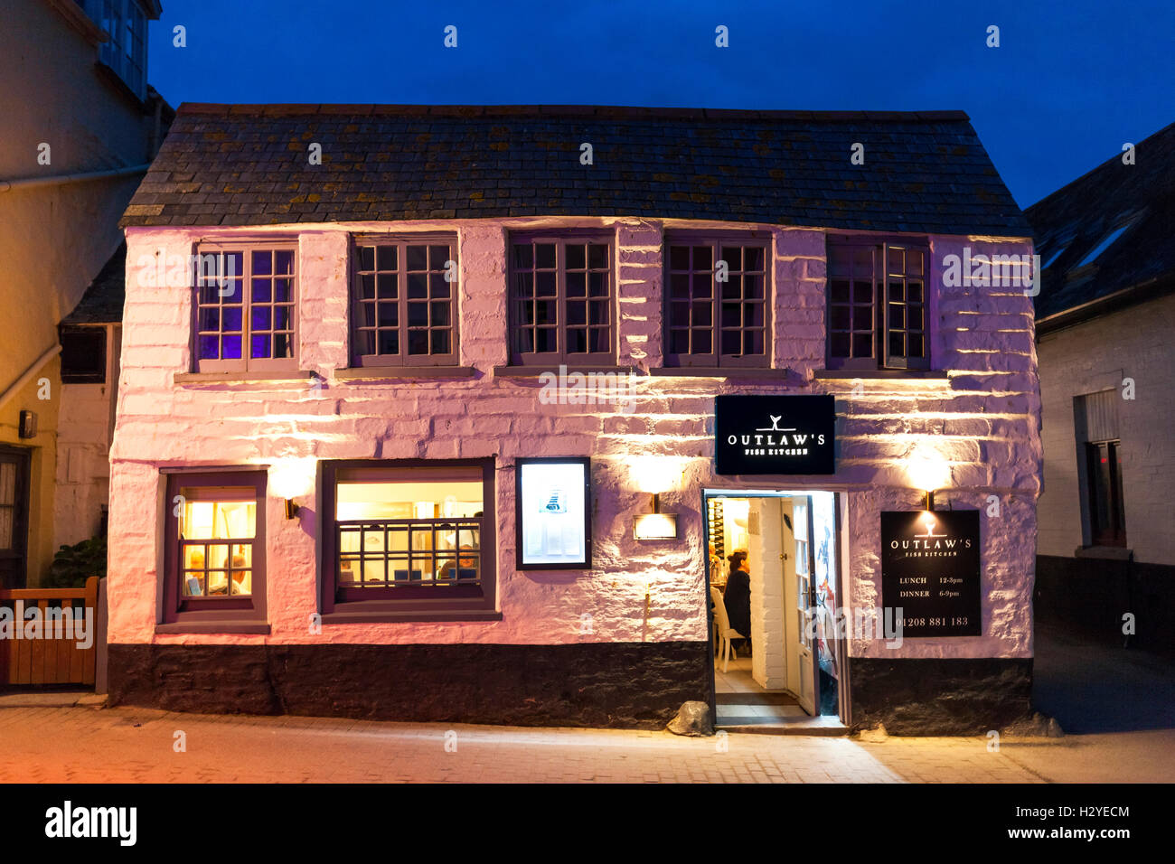 Outlaw's Fish Kitchen, owned by celebrity chef Nathan Outlaw, in Port Isaac, Cornwall, England, U.K. Stock Photo