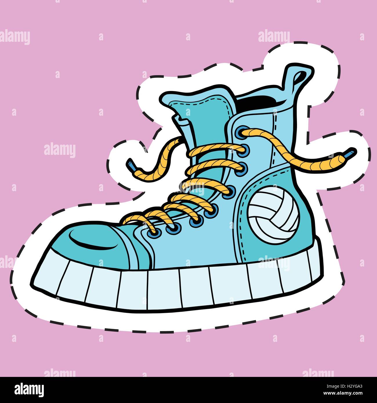 Sticker label sports rubber shoes Stock Vector