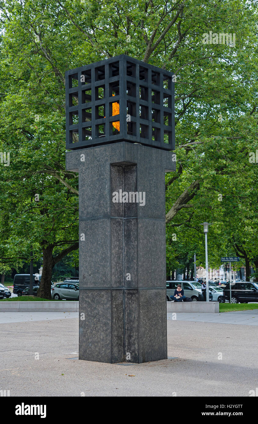 Eternal flame, Platz der Opfer des Nationalsozialismus, Victims of National Socialism Memorial, Munich, Bavaria, Germany Stock Photo