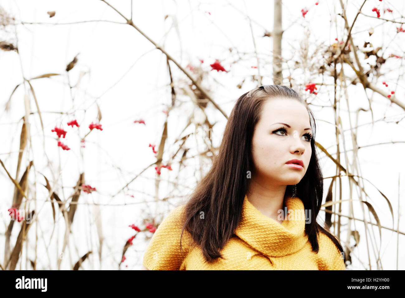 Young woman in an autumnal setting, fashion shoot Stock Photo