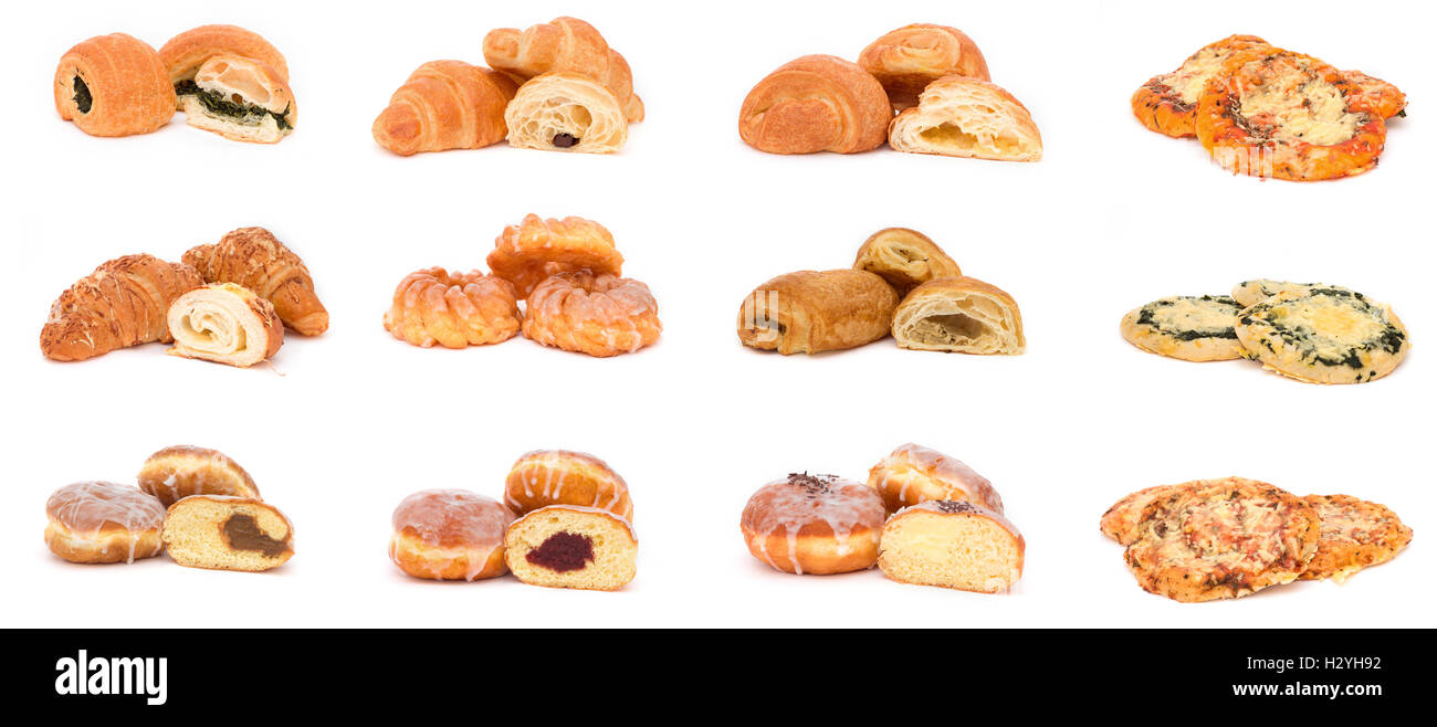 Collection of various types of breads, rolls and buns Stock Photo