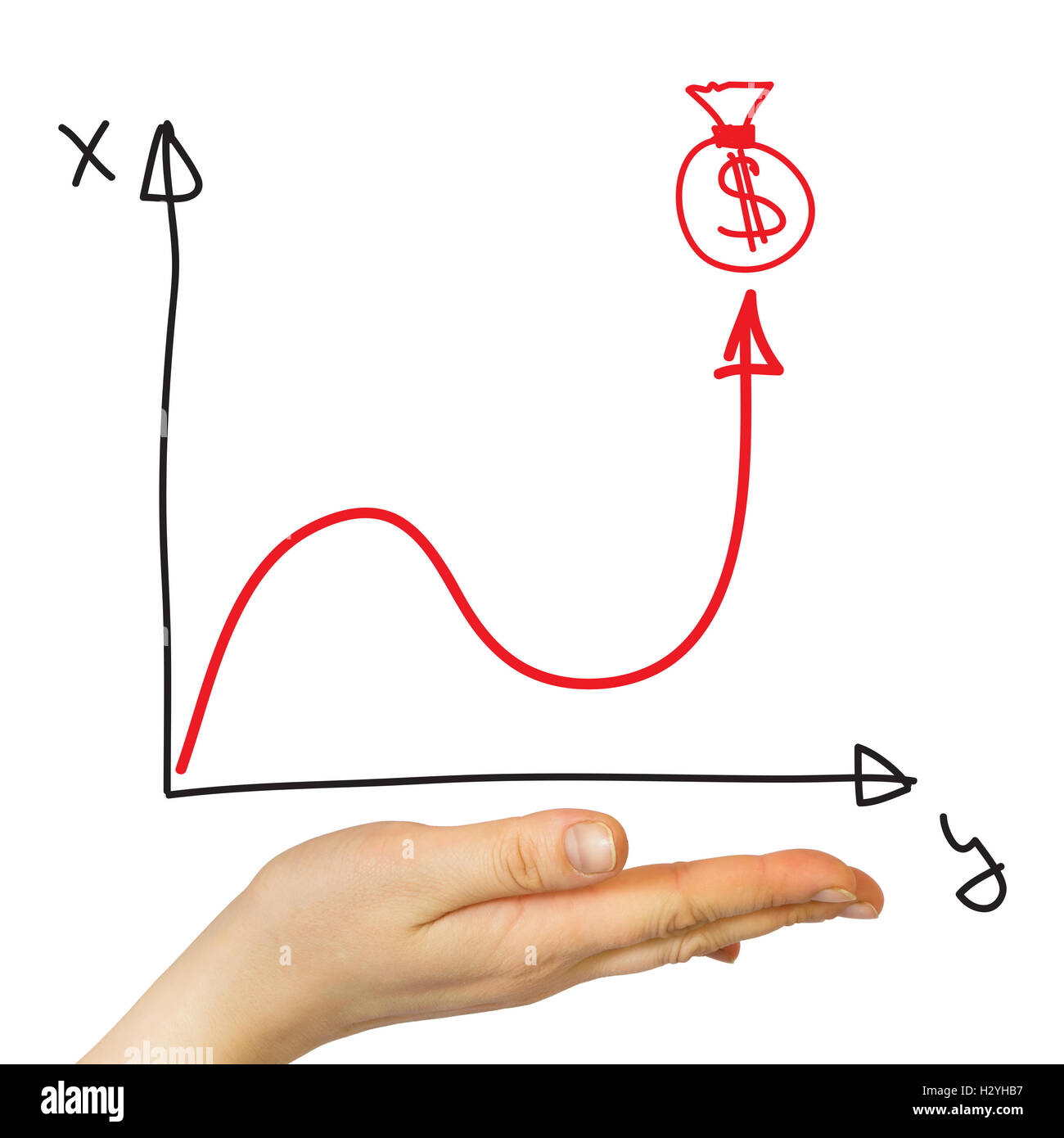 Hand And Graph Stock Photo Alamy