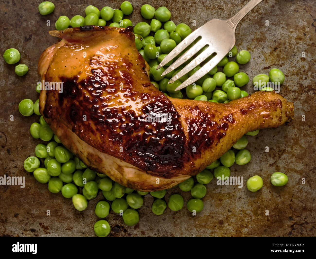 roast chicken leg Stock Photo Alamy