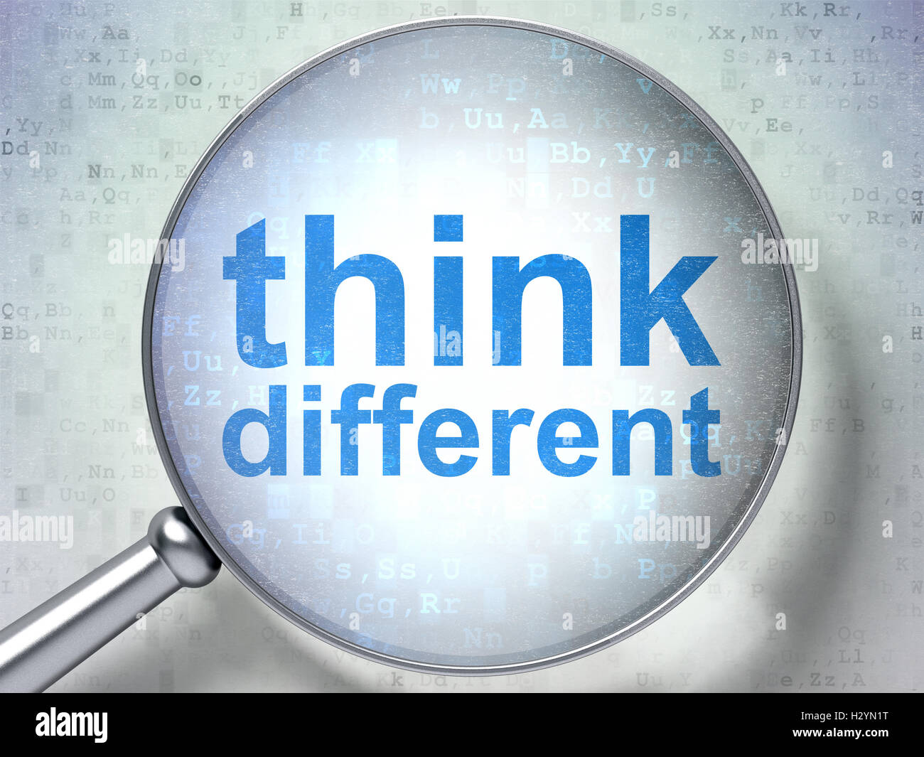 Education concept: Think Different with optical glass Stock Photo