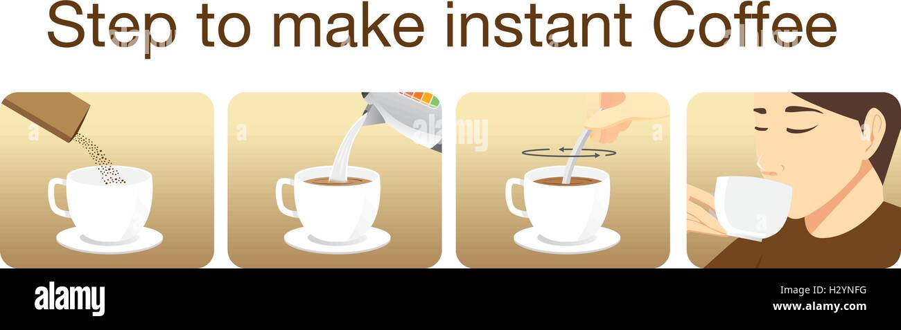 Step To Make Instant Coffee For Illustration In Packaging Stock