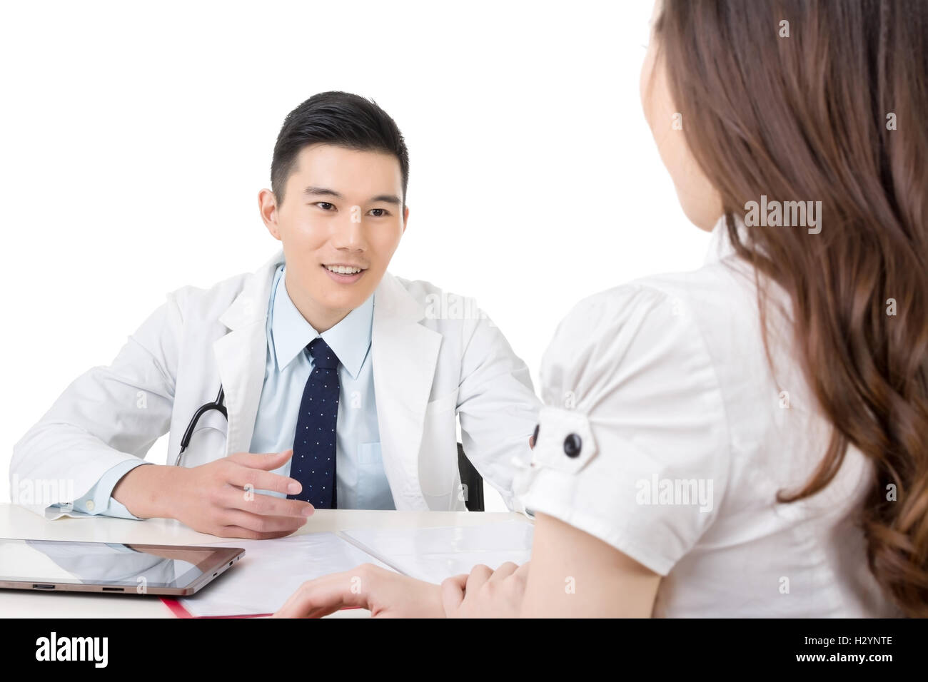 Closeup portrait woman doctor talking hi-res stock photography and ...