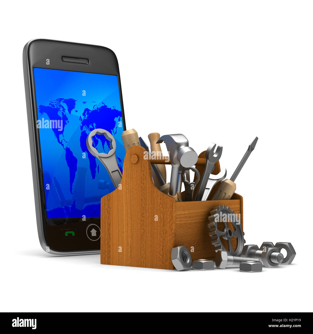 Mobile Service Backround Phone service on white background. Isolated 3D image Stock Photo - Alamy