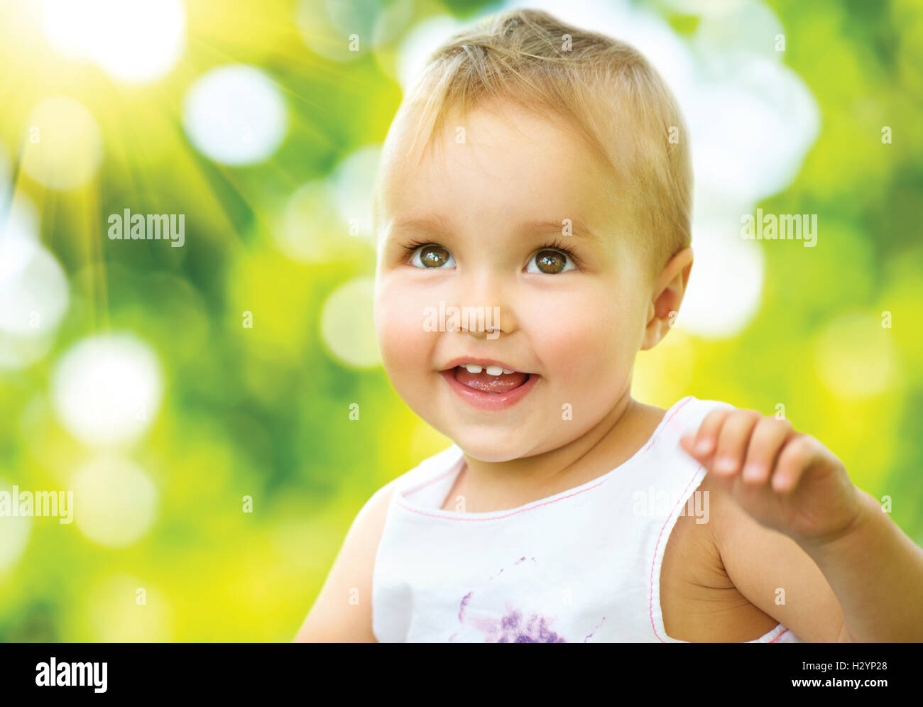 Little Baby Girl Portrait Outdoor. Smiling Cute Child Stock Photo - Alamy