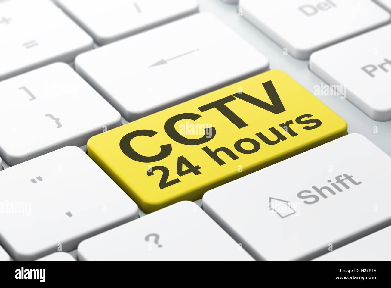 Protection concept: CCTV 24 hours on computer keyboard background Stock ...