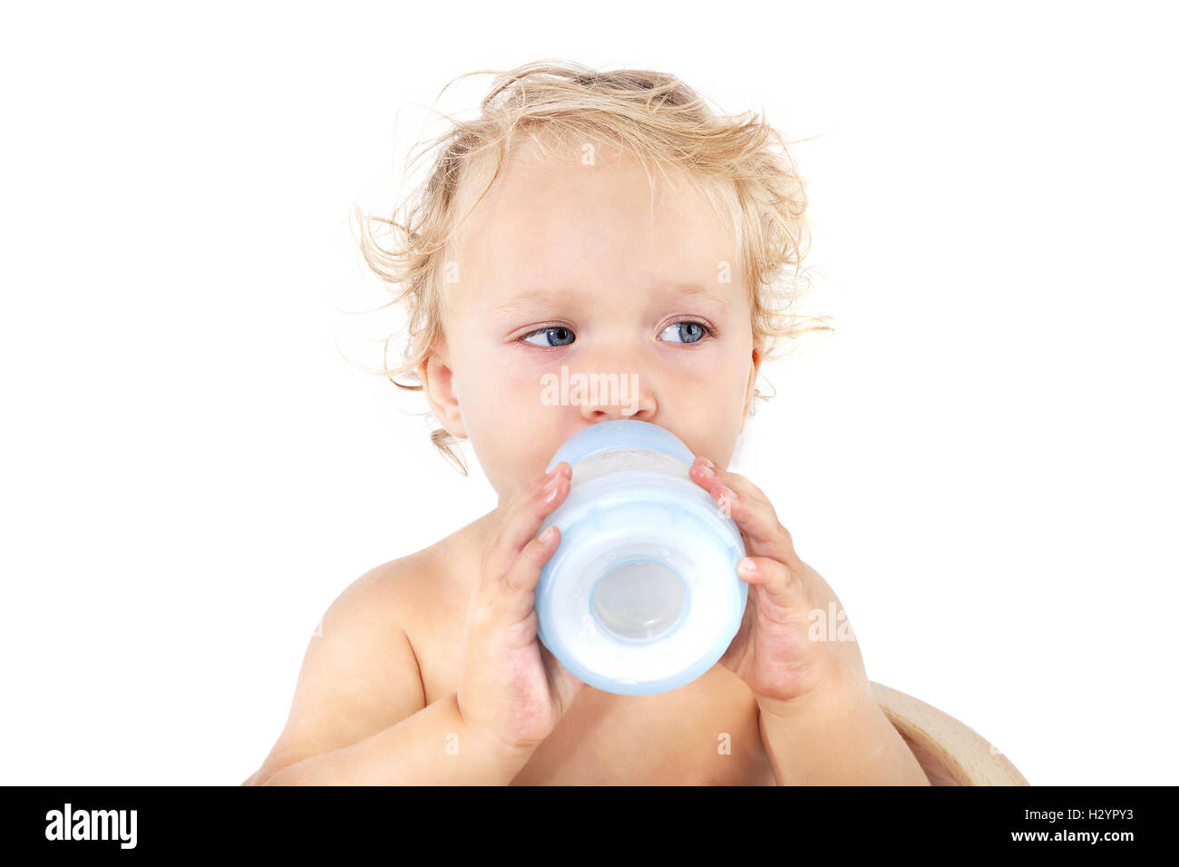 Cute baby girl drinking milk Stock Photo Alamy
