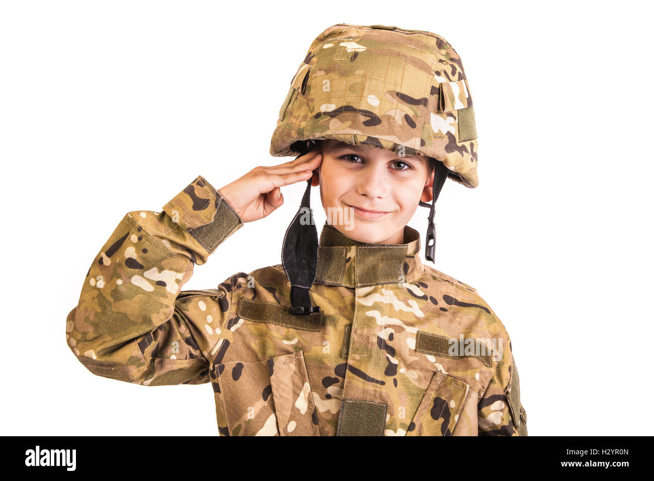 Saluting soldier. Young boy Stock Photo Alamy
