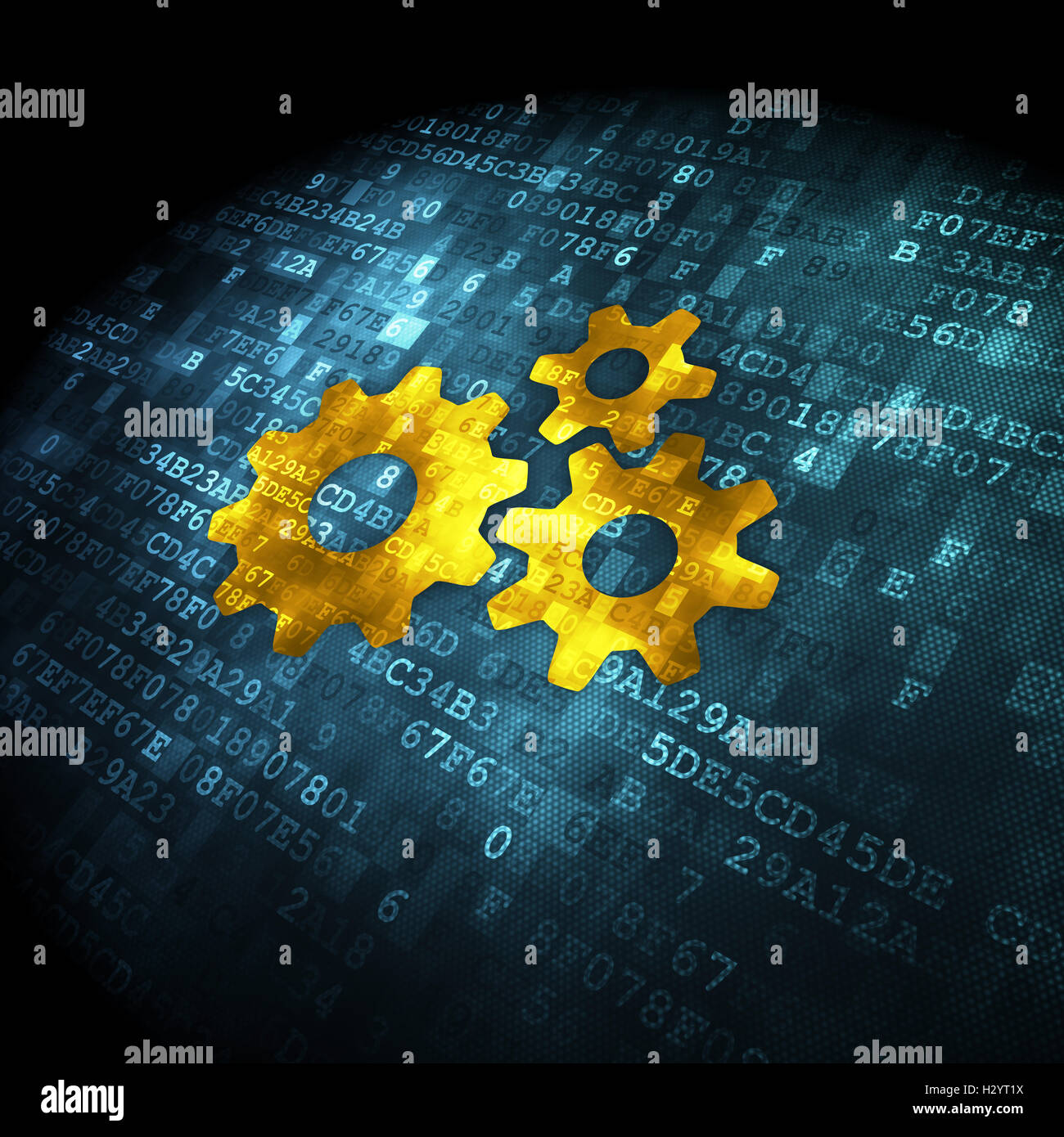 Data concept: Gears on digital background Stock Photo - Alamy