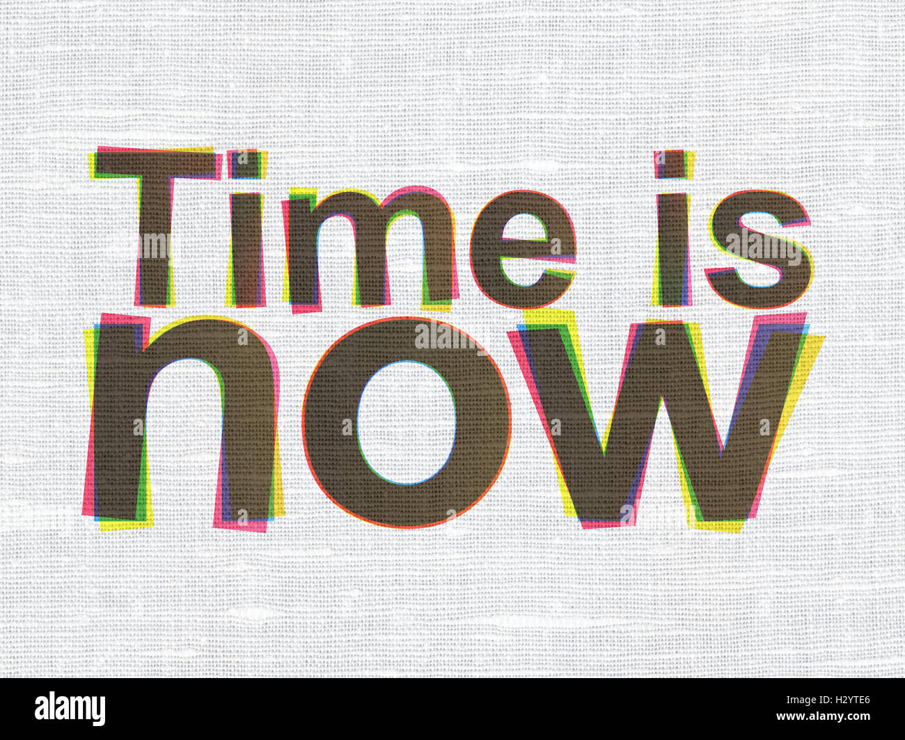 Time concept: Time is Now on fabric texture background Stock Photo - Alamy