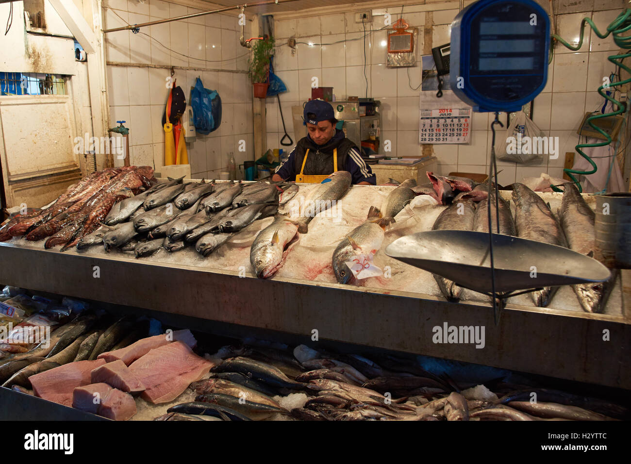 Fish market in the centre of Santiago, capital of Chile Stock Photo