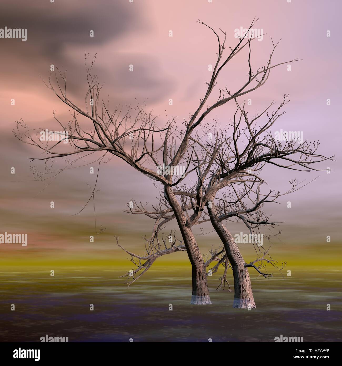 Fantasy trees - 3D render Stock Photo