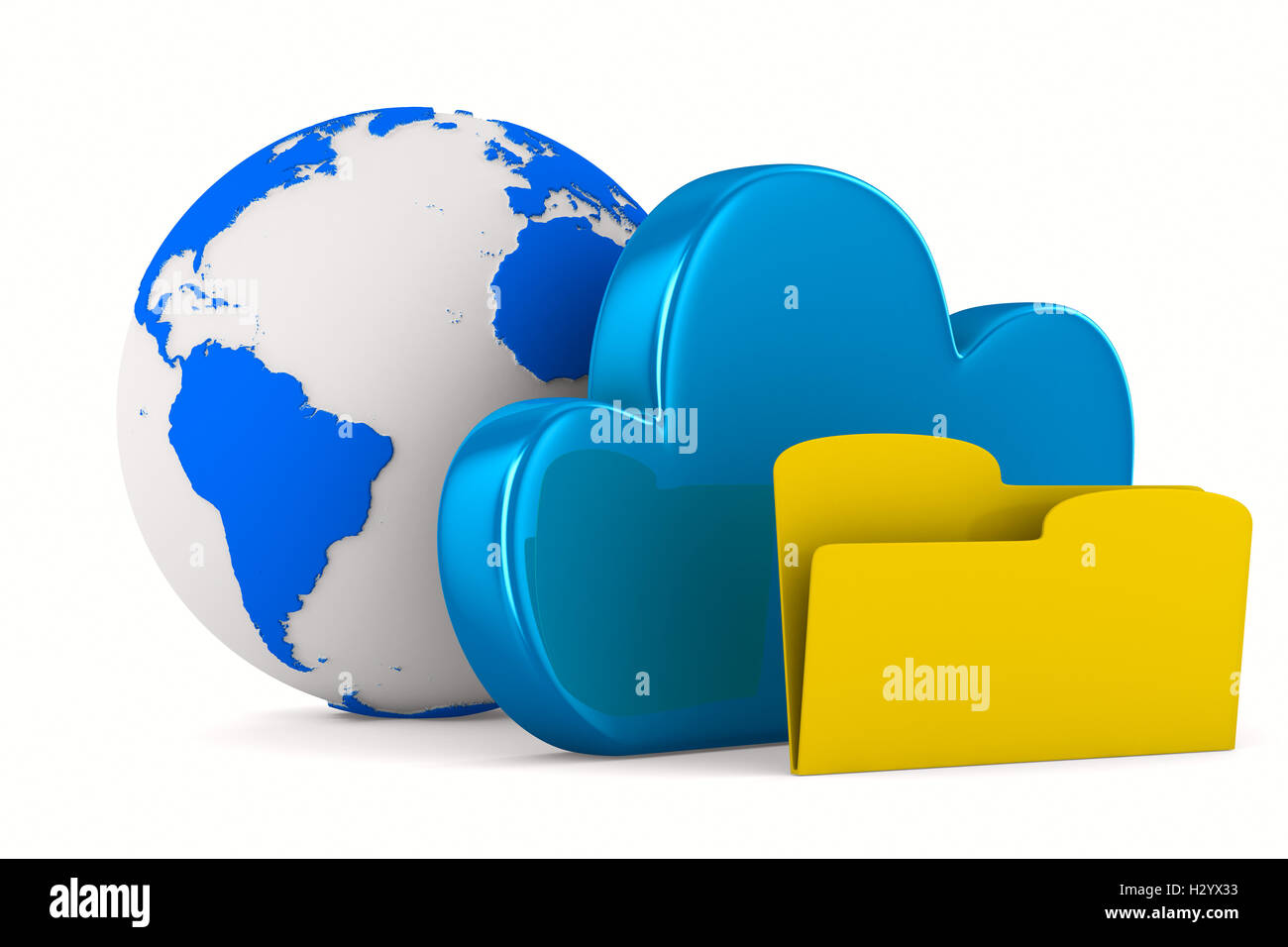 Cloud and folder on white background. Isolated 3D image Stock Photo - Alamy