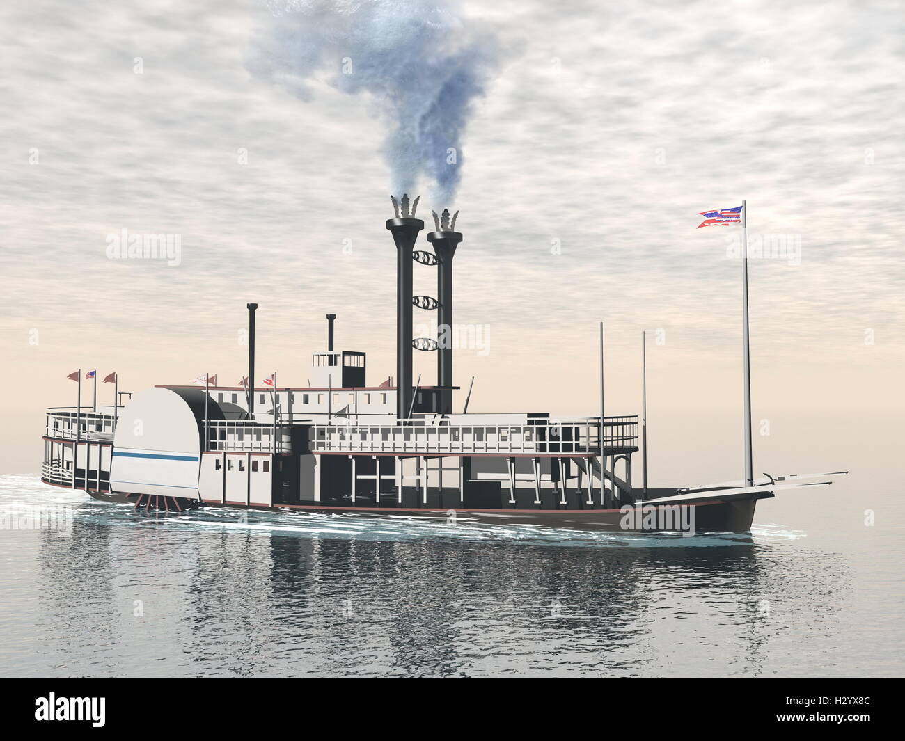 Old riverboat - 3D render Stock Photo