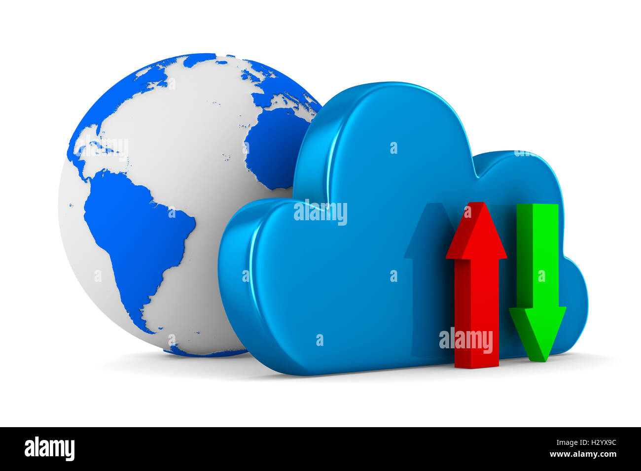 Cloud and arrows on white background. Isolated 3D image Stock Photo - Alamy