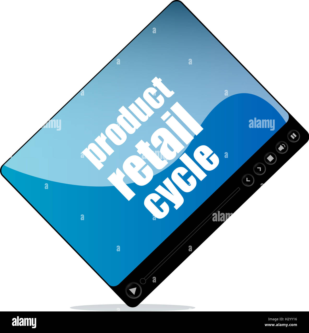 Video media player for web with product retail cycle word Stock Photo