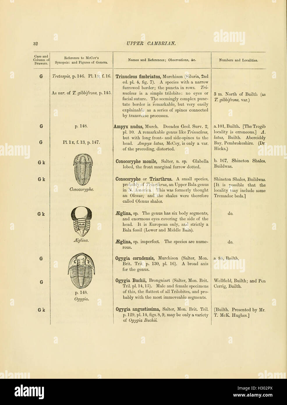 This catalog lists Cambrian and Silurian fossils housed in the