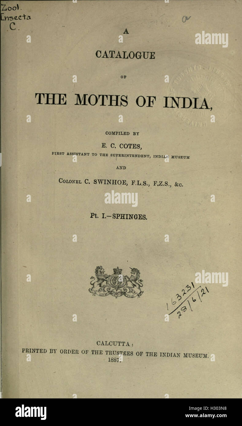A catalogue of the moths of India BHL223 Stock Photo