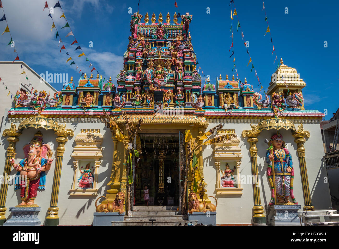 Hindu temple in Little India, George town, Penang, Malaysia. Stock Photo