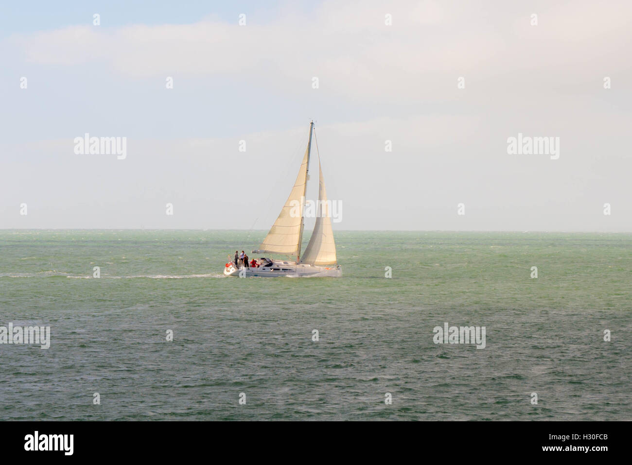A yacht sailing on the English Channel Stock Photo Alamy