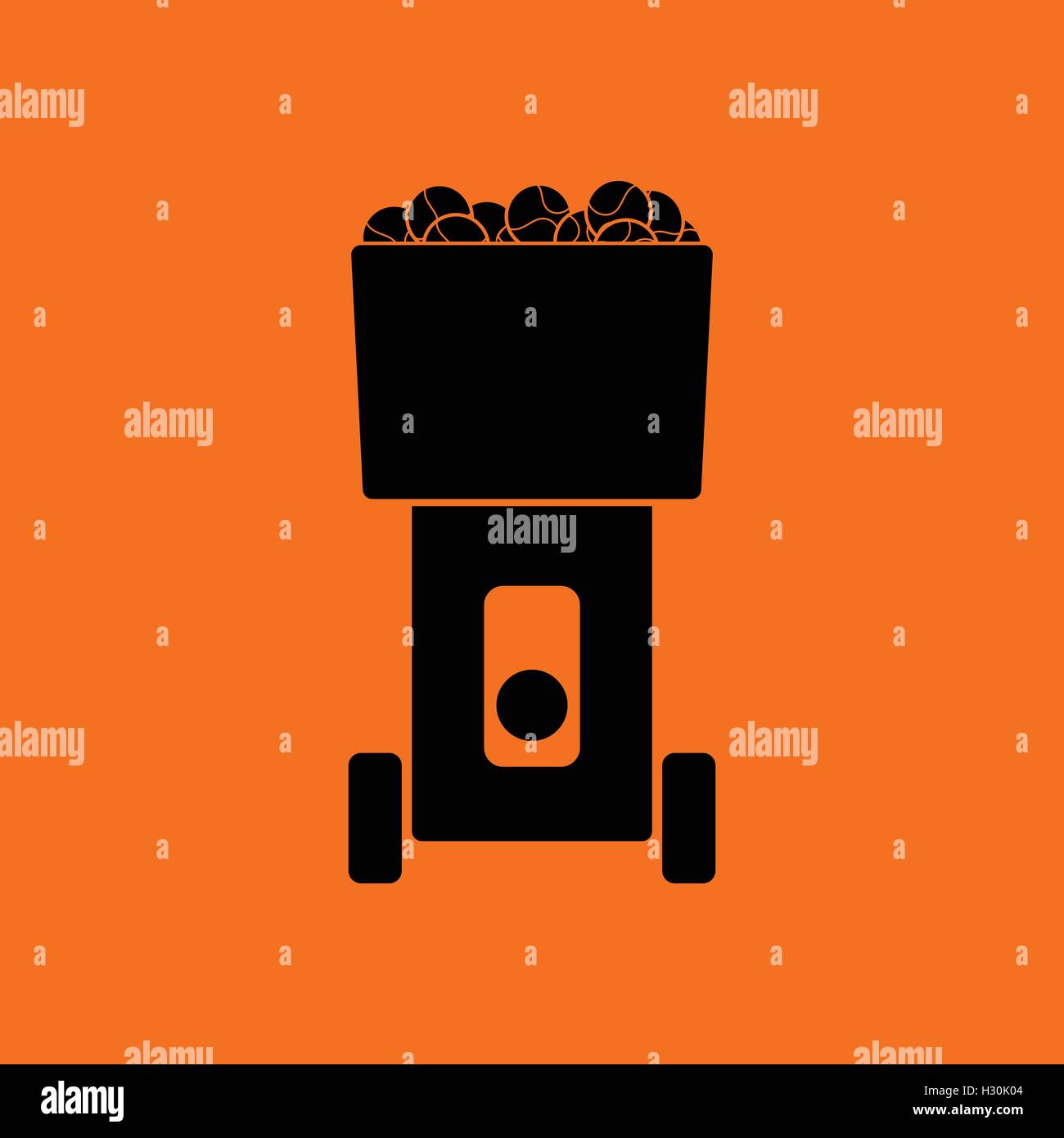 Tennis serve ball machine icon. Orange background with black. Vector ...