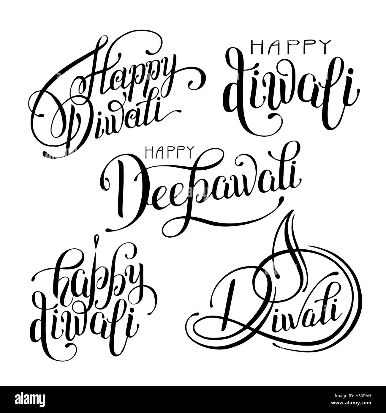 black and white hand drawing design element lettering inscriptio Stock