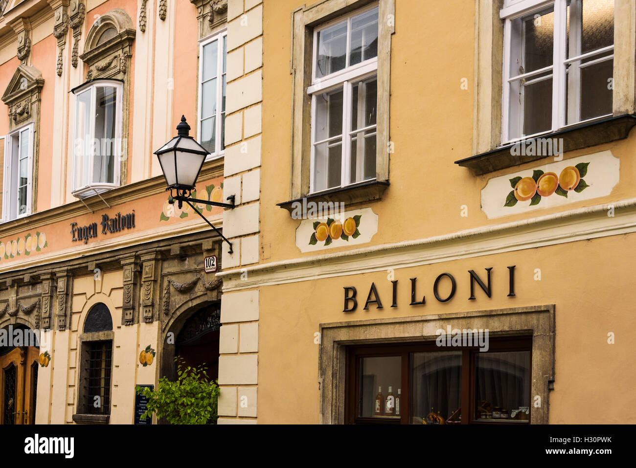 Exterior of Bailoni shop, makers of various products made from Apricot ...