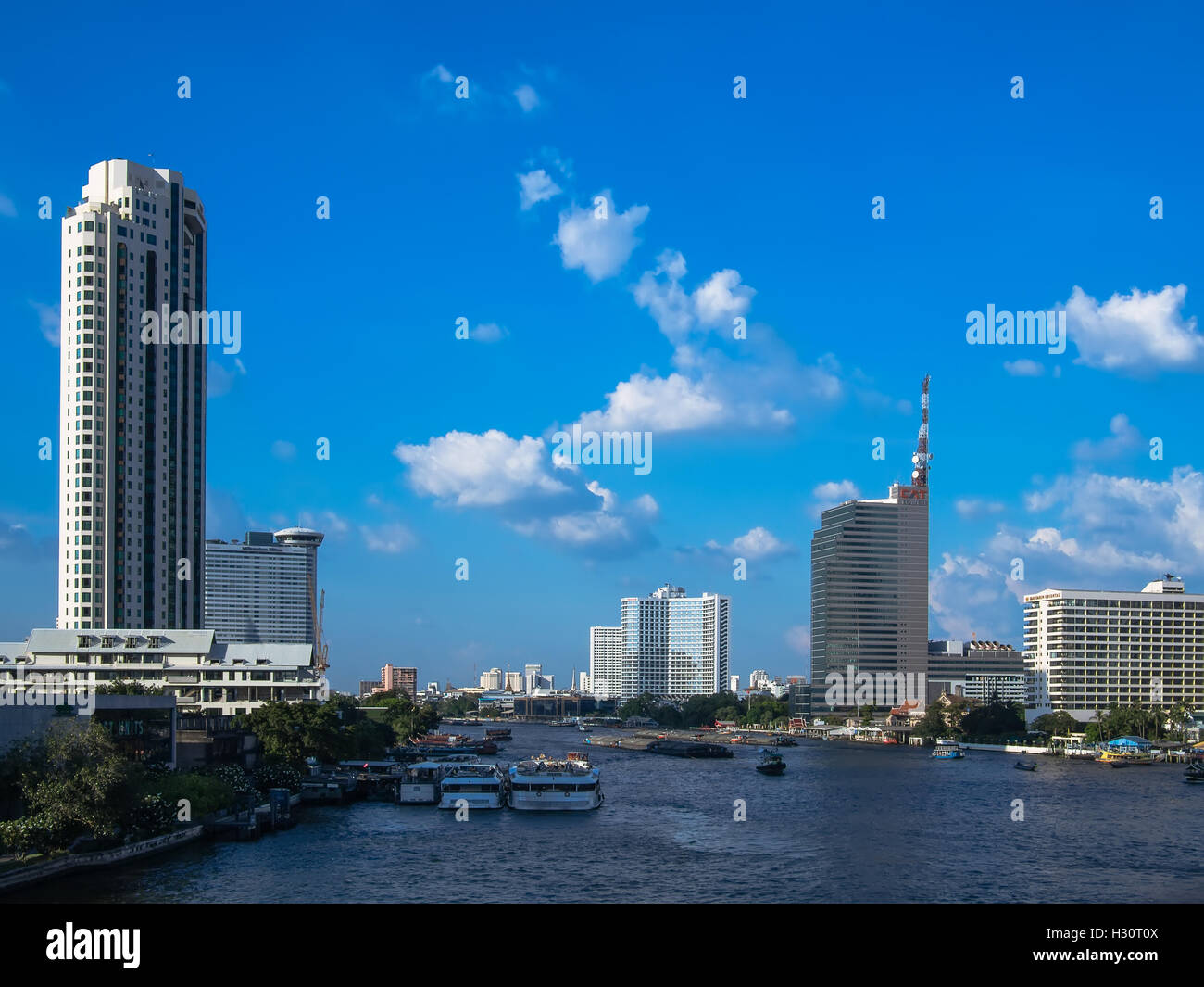Chao Phraya River and Bangkok City, Thailand Stock Photo