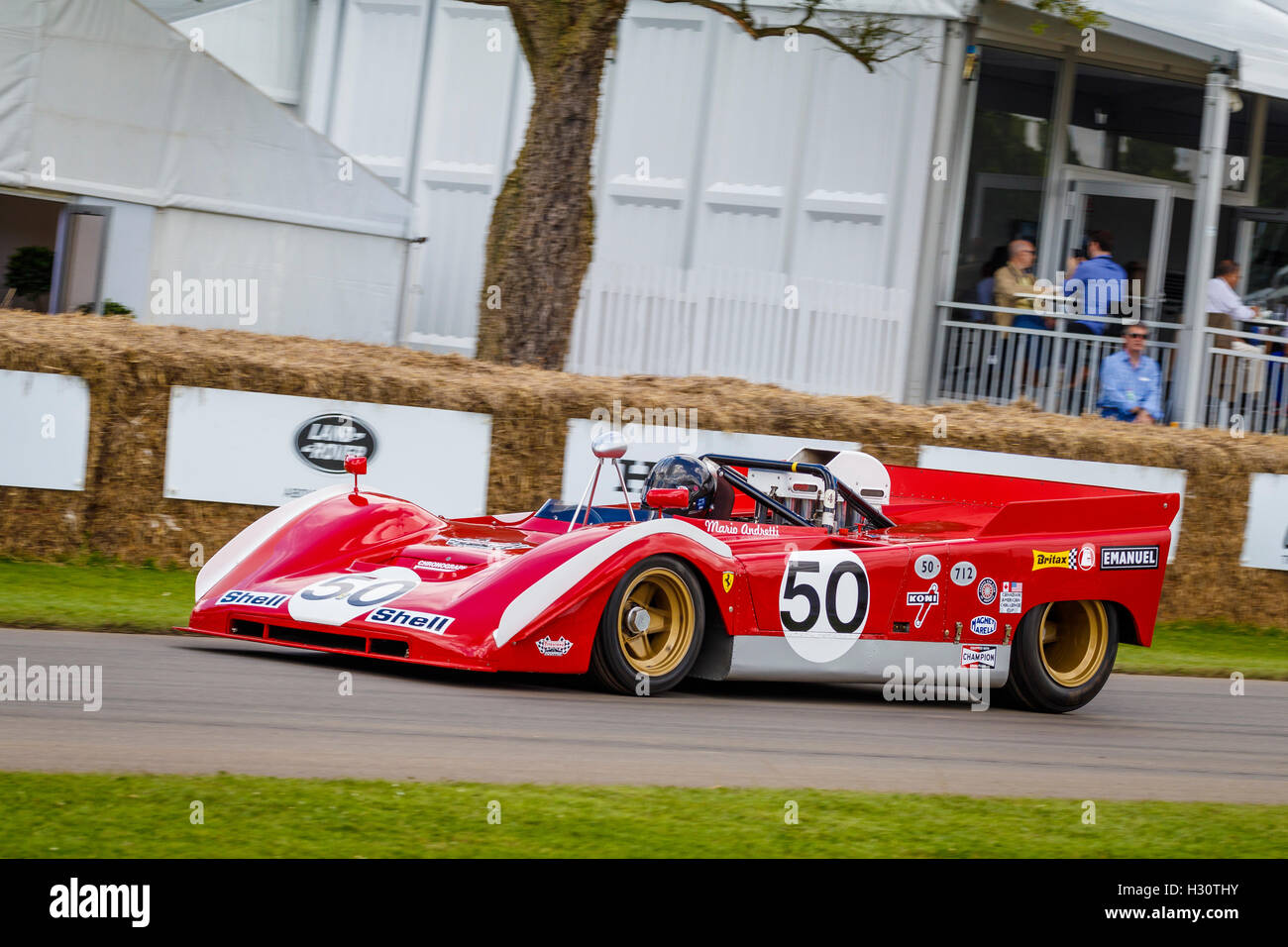 1971 Ferrari 712 Can-Am with driver Paul Knapfield at the 2016 Goodwood Festival of Speed, Sussex, UK. Stock Photo