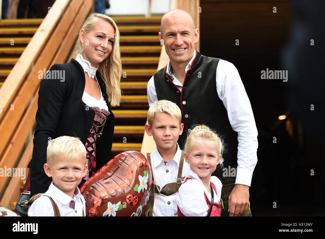 Munich, Germany. 02nd Oct, 2016. FC Bayern player Arjen Robben his wife Bernadien and their Munich, Germany. 02nd Oct, 2016. FC Bayern player Arjen Robben his wife Bernadien and their