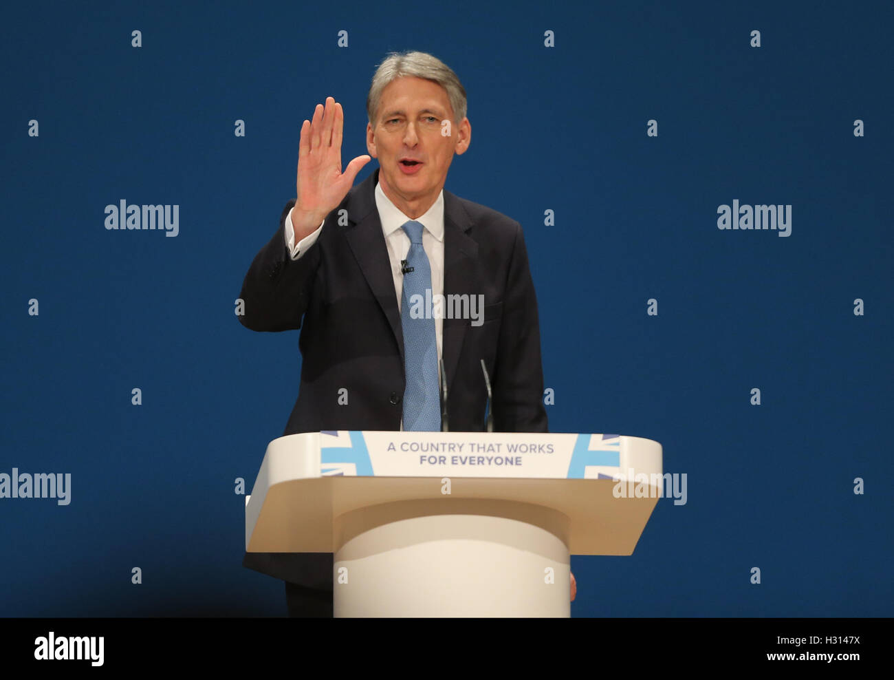 Birmingham, Uk. 3rd October, 2016. Philip Hammond Mp Chancellor Of The Exchequer Conservative Party Conference 2016 The Icc Birmingham, Birmingham, England 03 October 2016 Addresses The Conservative Party Conference 2016 At The Icc Birmingham, Birmingham, England © Allstar Picture Library/Alamy Live News Credit:  Allstar Picture Library/Alamy Live News Stock Photo