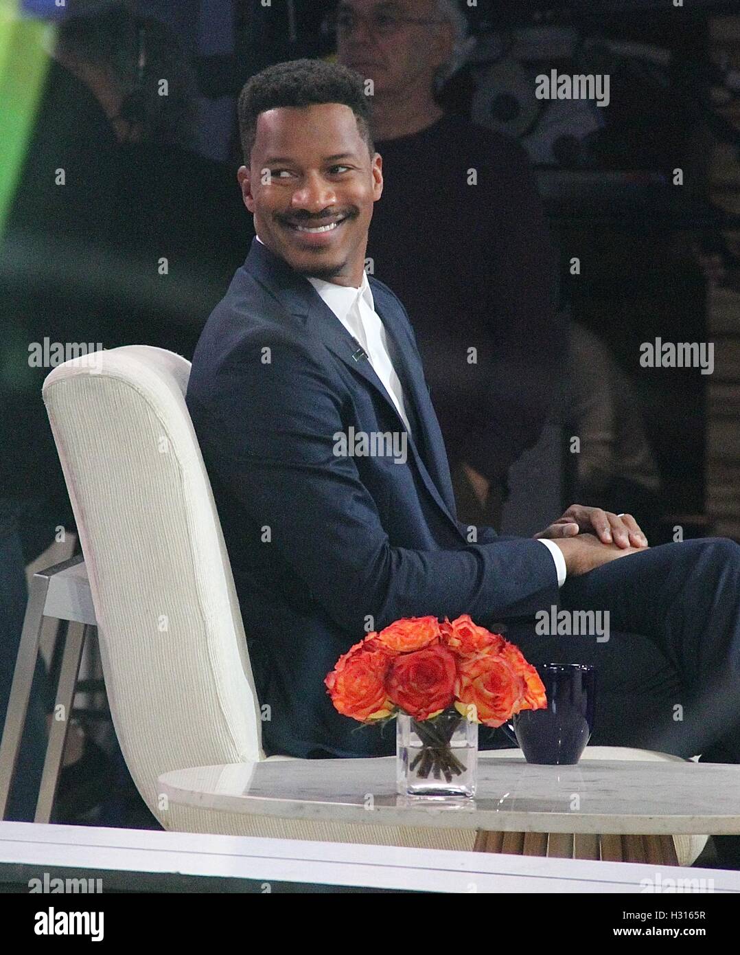 New York, NY, USA. 3rd Oct, 2016. Nate Parker visits 'Good Morning America' to promote the movie 'Birth of a Nation' and to address college rape allegations in New York, New York on October 3, 2016. Credit:  Rainmaker Photo/Media Punch/Alamy Live News Stock Photo