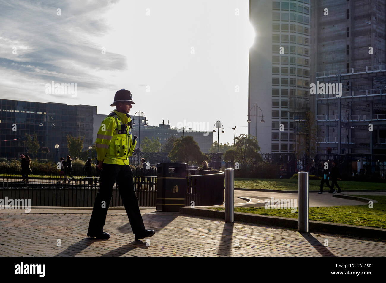 Conservative Party Conference day 2 on 03/10/2016 at Birmingham ICC, Birmingham. Persons pictured: Atmosphere, general views in and around the ICC with the highly visible security . Picture by Julie Edwards. Stock Photo
