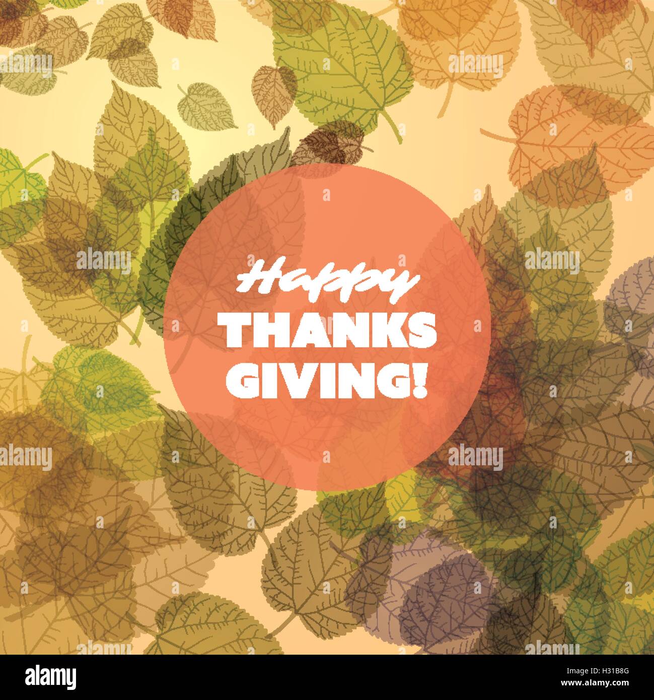 Happy Thanksgiving Card Design Template with Scattered Fallen Autumn ...