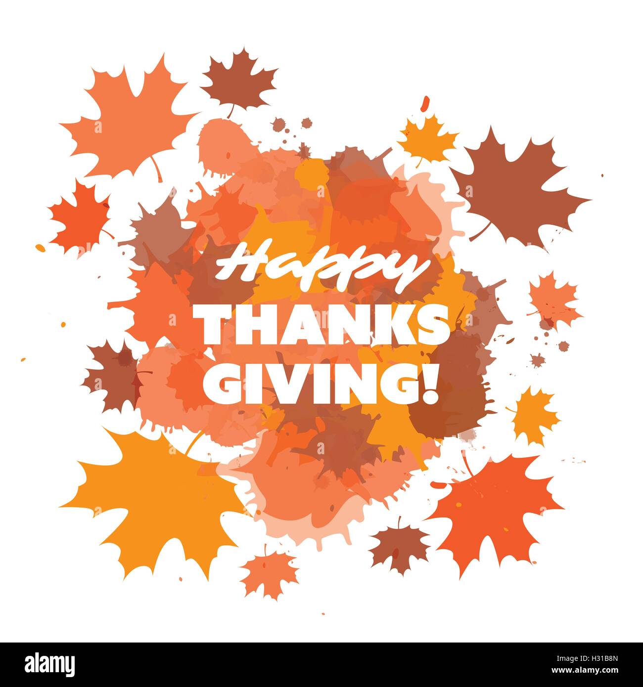 Happy Thanksgiving Card Design Template with Scattered Fallen Autumn ...