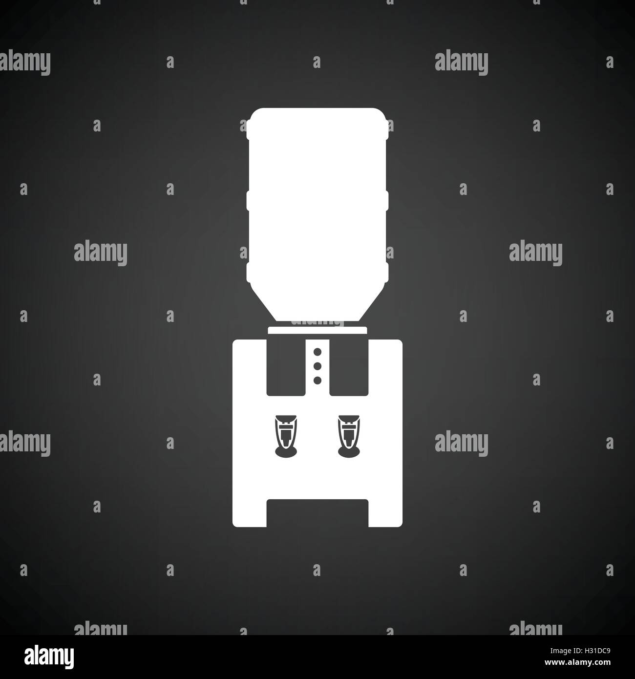 Water cooling machine. Black background with white. Vector illustration