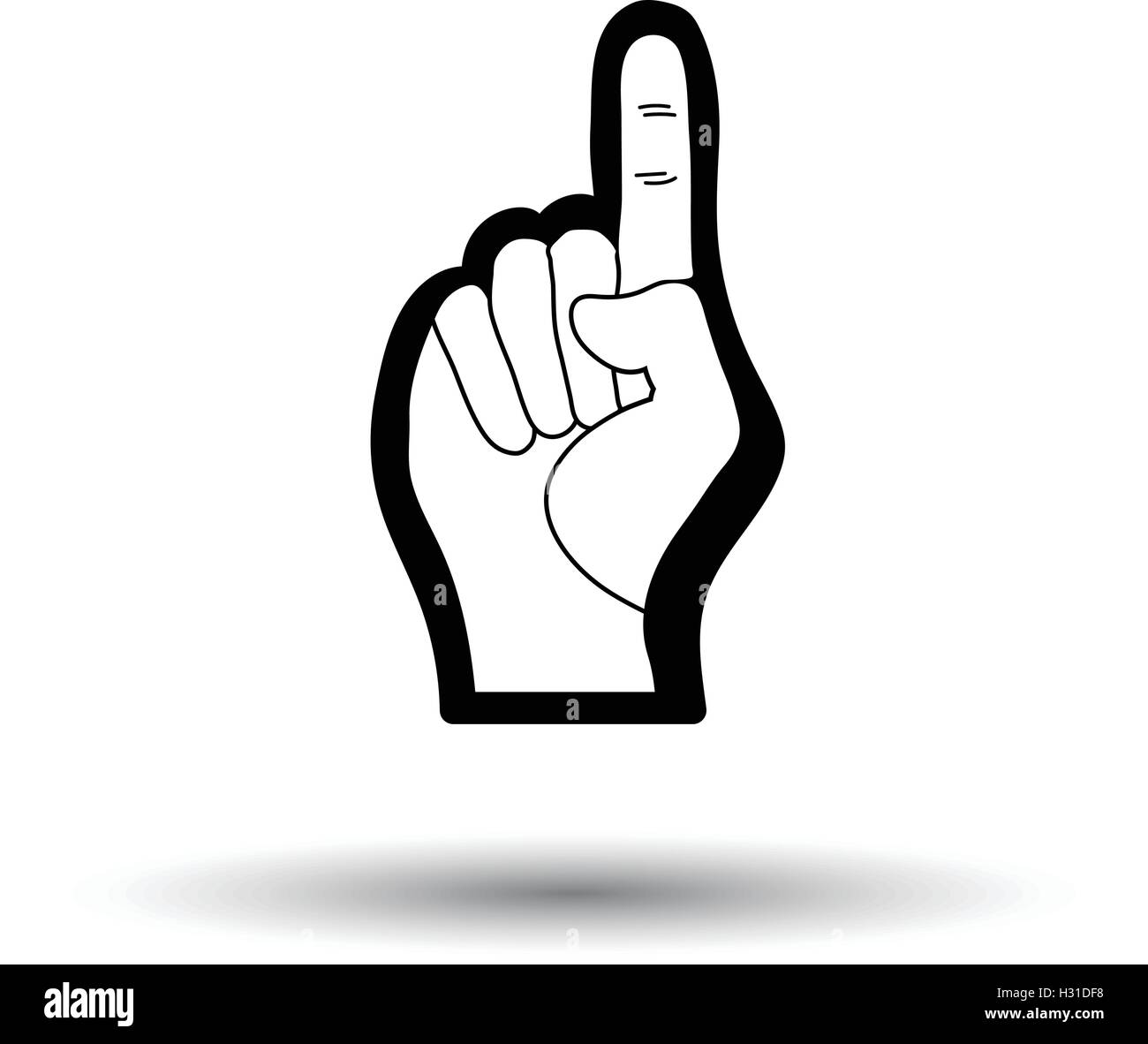 American football foam finger icon. White background with shadow design. Vector illustration. Stock Vector