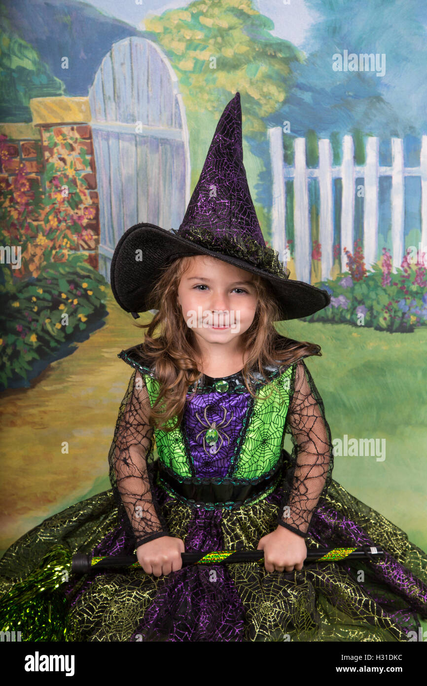 Young girl in Halloween costume. Stock Photo