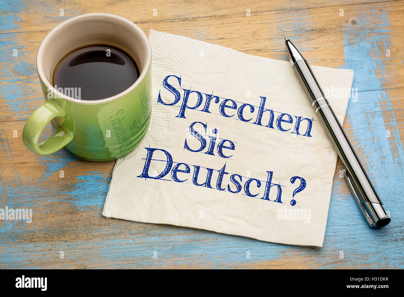 Sprechen Sie Deutsch? Do you speak German? Handwriting on a napkin with